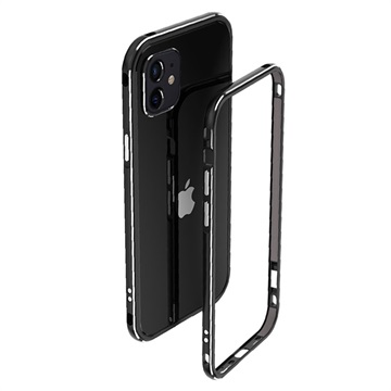 Polar Lights Style iPhone 12 Mini Metalen Bumper (Bulk) Zwart-Zilver
