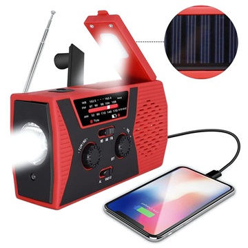 Draagbare noodradio met handslinger en SOS-alarm rood