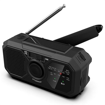 Draagbare Multifunctionele Noodradio met Handslinger en SOS-alarm Zwart