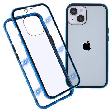 iPhone 14 Max Magnetisch Hoesje met Gehard Glas - Blauw