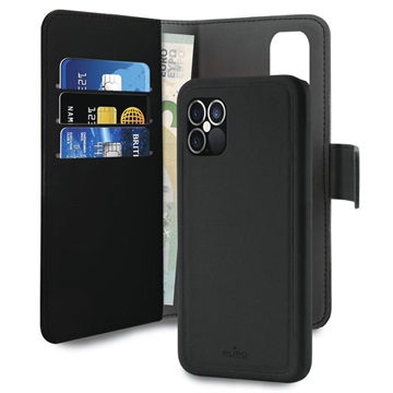 Puro 2-in-1 Magnetisch iPhone 12-12 Pro Wallet Case Zwart
