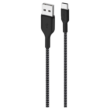 Puro Fabric Ultra-Strong USB-A-USB-C Kabel 1,2 m, 30 W Zwart