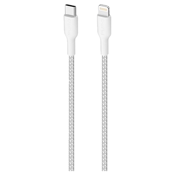 Puro Fabric Ultra-Strong USB-C-Lightning-kabel 1,2 m, 20 W Wit
