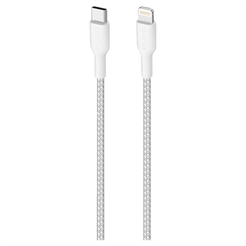 Puro Fabric Ultra-Strong USB-C-Lightning-kabel 2m, 20W Wit