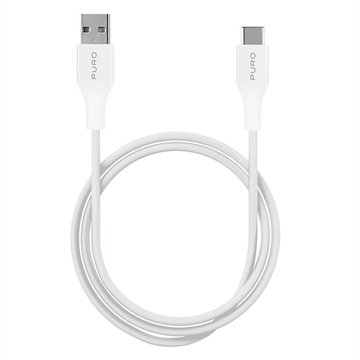 Puro Plain USB-A-USB-C kabel 1m, 15W Wit