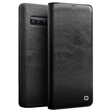 Qialino Classic Samsung Galaxy S10 Leren Flip Case Zwart huismerk kopen in de aanbieding