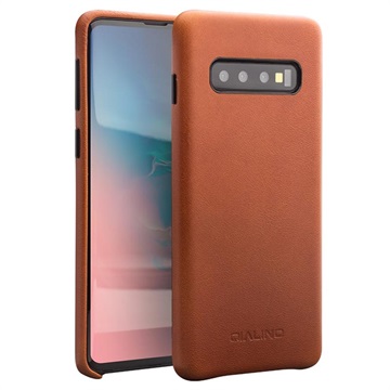 Qialino Premium Samsung Galaxy S10 Leren Hoesje Bruin huismerk kopen in de aanbieding