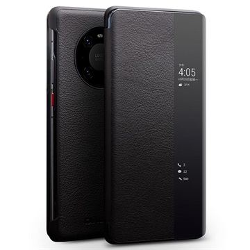 Qialino Smart View Huawei Mate 40 Pro Leren Flip Case Zwart