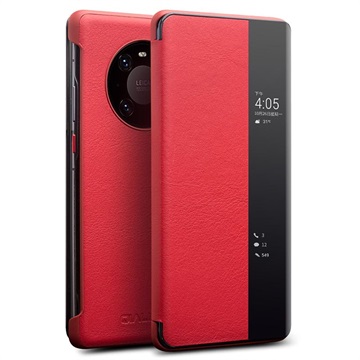 Qialino Smart View Huawei Mate 40 Pro Leren Flip Case Rood