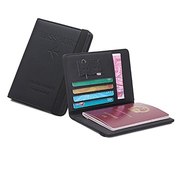 RFID-blokkerende reisportemonnee-paspoorthouder zwart