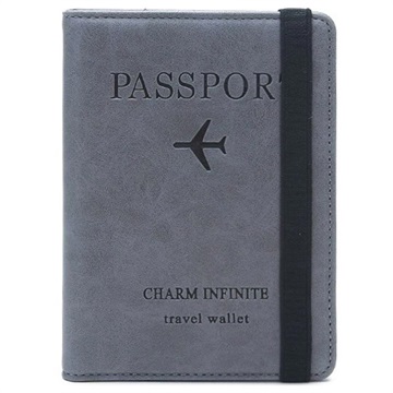 RFID-blokkerende reisportemonnee-paspoorthouder grijs