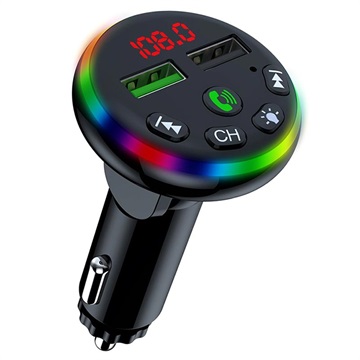 RGB LED Bluetooth FM Transmitter-Autolader F13 met 2x USB