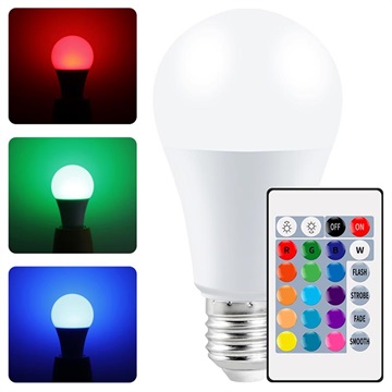 RGB LED-Lamp met Afstandsbediening 10W, E27 Wit