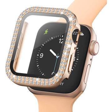 Strass Decoratief Apple Watch SE (2022)/SE/6/5/4 Cover met Screenprotector - 40mm - Rose Gold