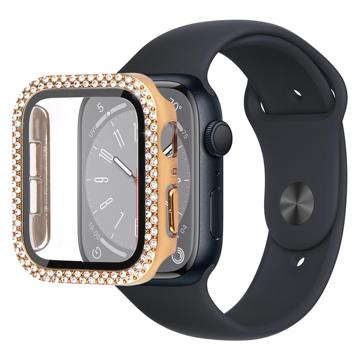 Strass Decoratief Apple Watch Series 9/8/7 Case met Screenprotector - 41mm - Goud