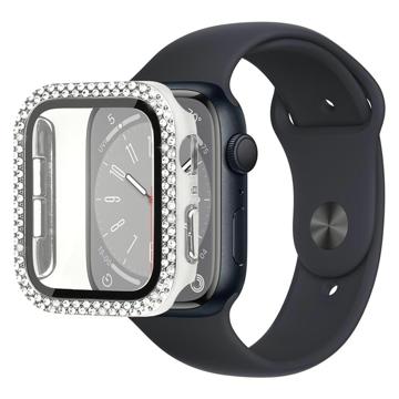 Strass Decoratief Apple Watch Series 9/8/7 Case met Screenprotector - 41mm - Zilver