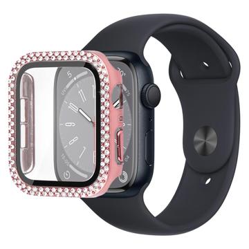 Strass Decoratief Apple Watch Series 9/8/7 Case met Screenprotector - 45mm - Roze