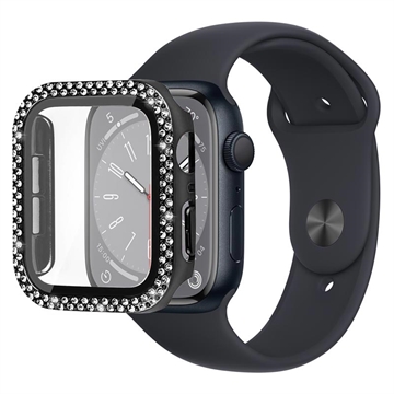 Strass Decoratief Apple Watch Series 9/8/7 Case met Screenprotector - 45mm - Zwart