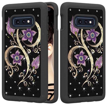 Rhinestone Glam Samsung Galaxy S10E Hybrid Case Goud Bloem huismerk kopen in de aanbieding