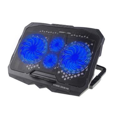S18 Hoogteverstelbare Notebook Router Radiator 4-Fan Koeler Desktop Laptop Cooling Pad Blauw Licht