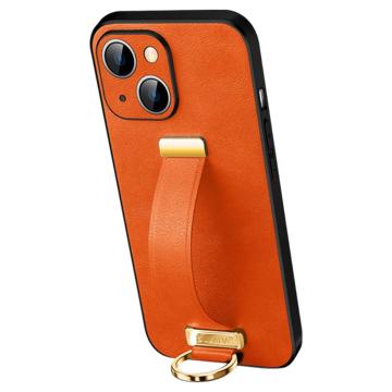 Sulada Fashion iPhone 14 Plus Hybride Hoesje met Draagriem Oranje