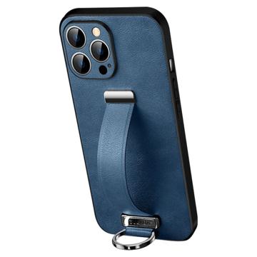 Sulada Fashion iPhone 14 Pro Max Hybride Hoesje met Draagriem Blauw