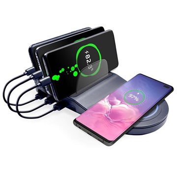Saii Powerstand Docking Station Met Qi Wireless Charger Zwart huismerk kopen in de aanbieding