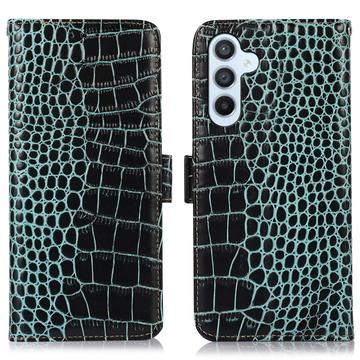 Samsung Galaxy S23 FE Crocodile Series Wallet Leren Hoesje met RFID Groen