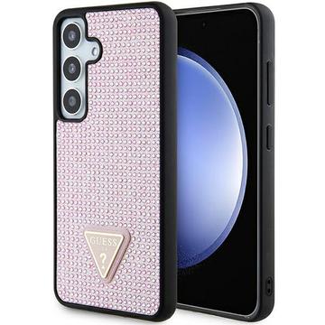 Samsung Galaxy S24 Guess Rhinestones Triangle Metal Logo Case Pink