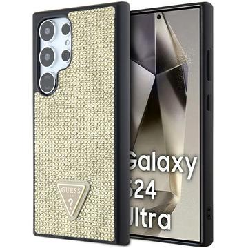Samsung Galaxy S24 Ultra Guess Rhinestones Triangle Metal Logo Case Gold
