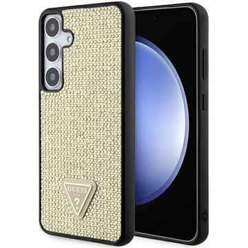 Samsung Galaxy S24+ Guess Rhinestones Triangle Metal Logo Case Gold