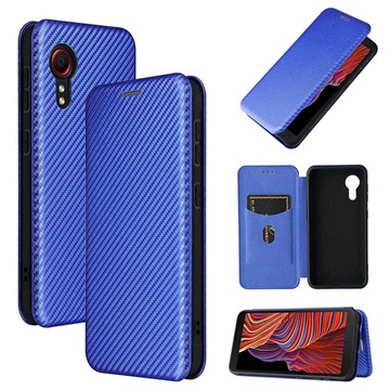 Samsung Galaxy Xcover 5 Flip Case Carbon Fiber Blauw