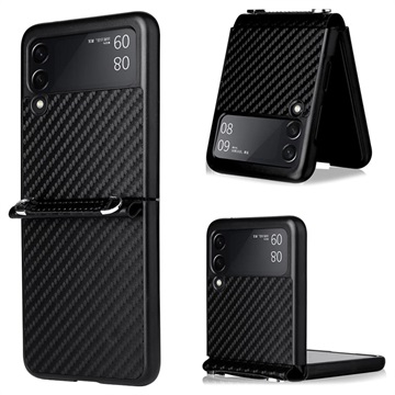 Samsung Galaxy Z Flip3 5G Hoesje met Band Koolstofvezel Zwart