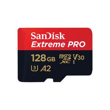 SanDisk MicroSDXC Extreme PRO 128GB 200-90 mb-s A2 V30 SDA Rescue Pro DL 2Y Micro SD-kaart Zwart