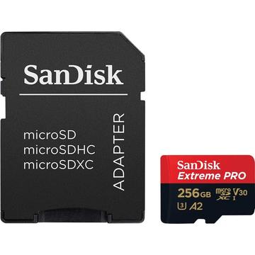 SanDisk MicroSDXC Extreme PRO 256GB 200-140 mb-s A2 V30 SDA Rescue Pro DL 2 Micro SD-kaart Zwart