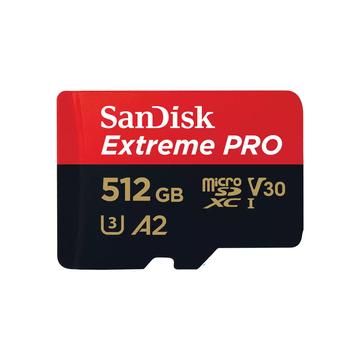 SanDisk MicroSDXC Extreme PRO 512GB 200-140 mb-s A2 V30 SDA Rescue Pro DL 2 Micro SD-kaart Zwart