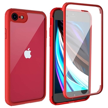 iPhone 7-8-SE (2020)-SE (2022) Shine&Protect 360 Hybride Hoesje Rood-Doorzichtig