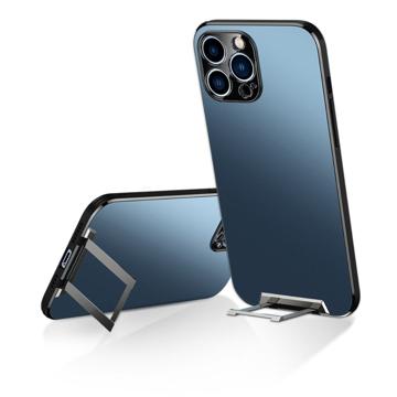 iPhone 14 Plus Hybrid Case met Metalen Standaard Blauw