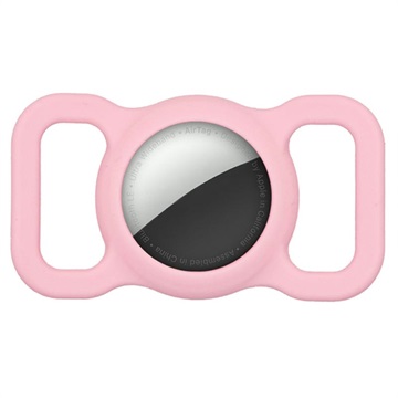 Apple AirTag siliconen hoesje voor halsband roze