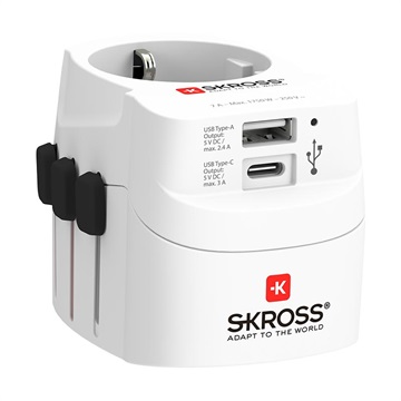 Skross Pro Light Wereld-Reisadapter met USB-C, USB-A 1750W
