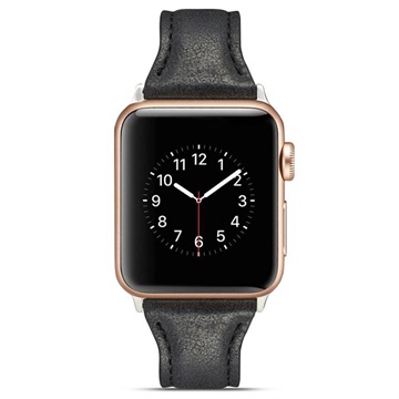 Apple Watch Series 4321 Slim Leder Bandje 44Mm 42Mm Zwart huismerk kopen in de aanbieding