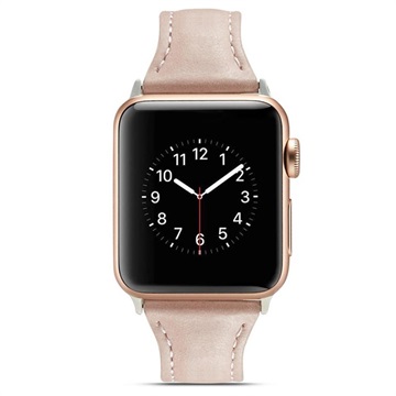 Apple Watch Series Ultra/8/SE (2022)/7/SE/6/5/4/3/2/1 Slanke leren band - 49mm/45 mm/44 mm/42 mm - Roze