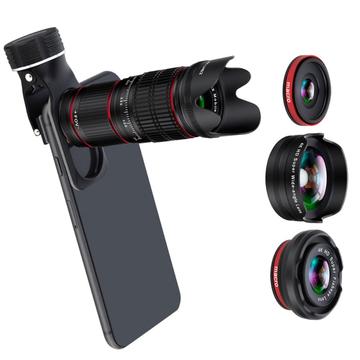 Smartphone Camera Lens W. 3x Lenzen Visoog, Macro, Telefoto Zwart