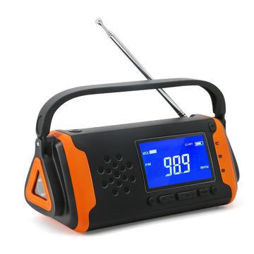 Noodradio op zonne-energie met zaklamp Zwart-Oranje