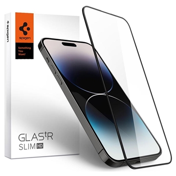 Spigen Glas.tR Slim HD iPhone 14 Pro Max Glazen Screenprotector Zwart