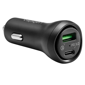 Spigen Essential USB-C Power Drive & Quick Charge Car Charger Zwart