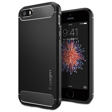 Spigen Rugged Armor Apple iPhone SE Case 041CS20167 Black voor iPhone 5, iPhone 5S, iPhone SE