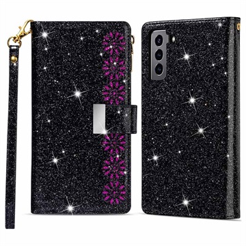 Starlight Series Samsung Galaxy S22 5G Wallet Case Zwart