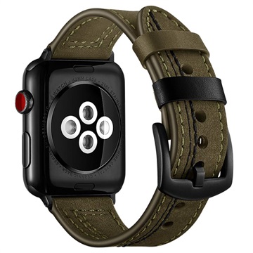 Apple Watch Series 7-SE-6-5-4-3-2-1 Gestikte Leren Band 45mm-44mm-42mm Groen
