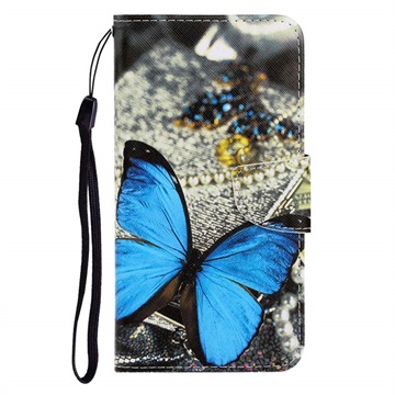 Style Series Samsung Galaxy Note20 Ultra Wallet Case Blauw Vlinder